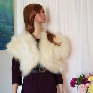 White Ostrich Feather Cape Vintage